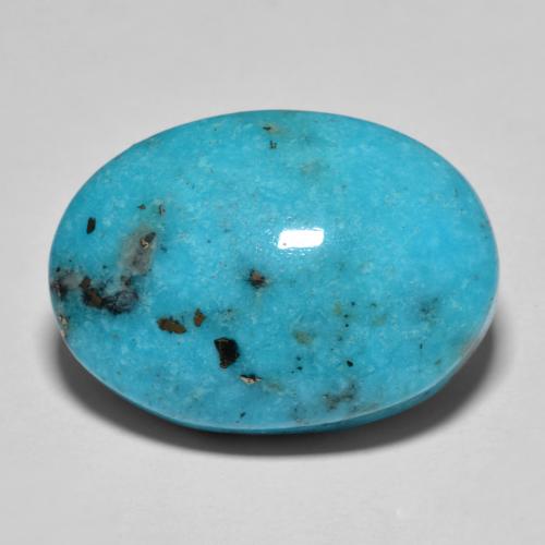 19.79캐럿 천연 녹청색 터키석, 타원형 컷, 21.2×15.2 mm, 불투명체