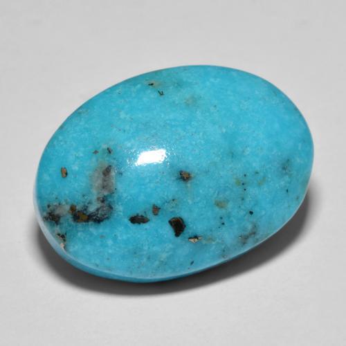 19.79캐럿 천연 녹청색 터키석, 타원형 컷, 21.2×15.2 mm, 불투명체