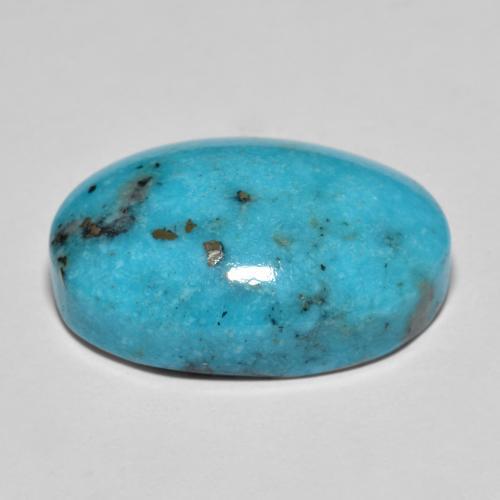 19.79캐럿 천연 녹청색 터키석, 타원형 컷, 21.2×15.2 mm, 불투명체