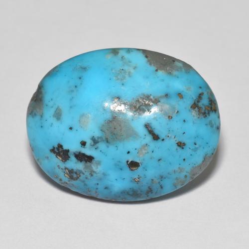 13.04캐럿 천연 녹청색 터키석, 타원형 컷, 18.2×14.4 mm, 불투명체