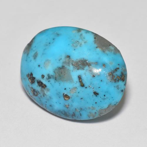 13.04캐럿 천연 녹청색 터키석, 타원형 컷, 18.2×14.4 mm, 불투명체