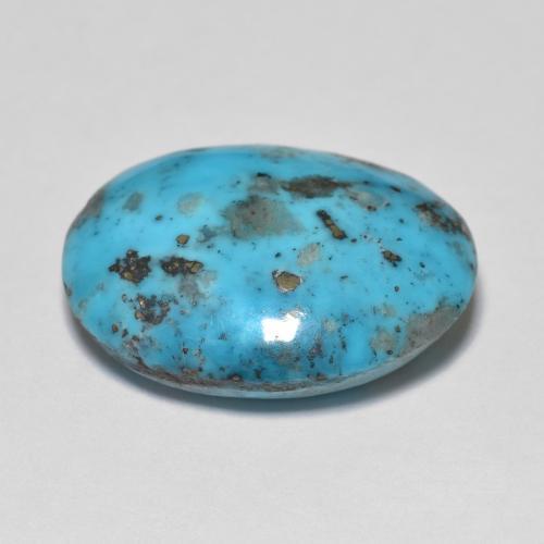 13.04캐럿 천연 녹청색 터키석, 타원형 컷, 18.2×14.4 mm, 불투명체