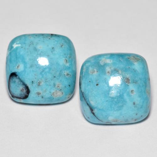 12.15캐럿 천연 블루 그린 터키 옥 보석, 쿠션 컷, 불투명체