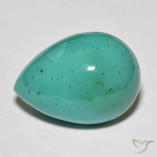 19.94캐럿 천연 중간 청록색 터키석, 배 모양, 20.5×14.7 mm, 불투명체
