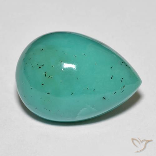 19.94캐럿 천연 중간 청록색 터키석, 배 모양, 20.5×14.7 mm, 불투명체