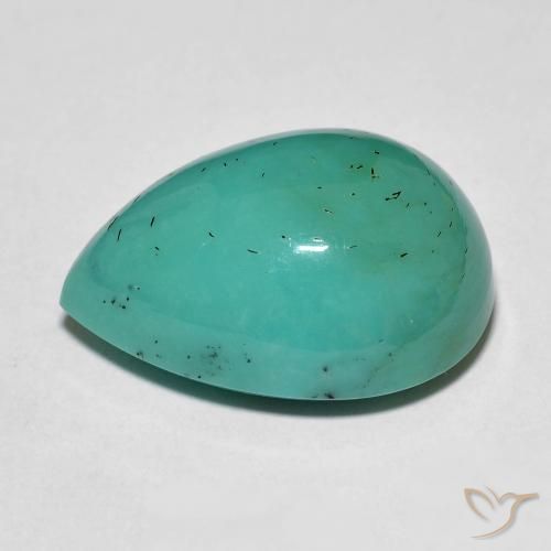 19.94캐럿 천연 중간 청록색 터키석, 배 모양, 20.5×14.7 mm, 불투명체