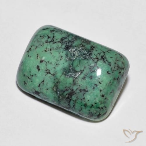 7.83캐럿 천연 애플 그린 터키석, 쿠션 컷, 15.7×11.2 mm, 불투명체