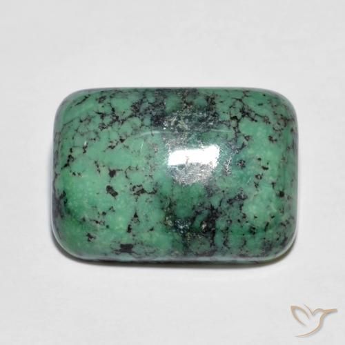 7.83캐럿 천연 애플 그린 터키석, 쿠션 컷, 15.7×11.2 mm, 불투명체