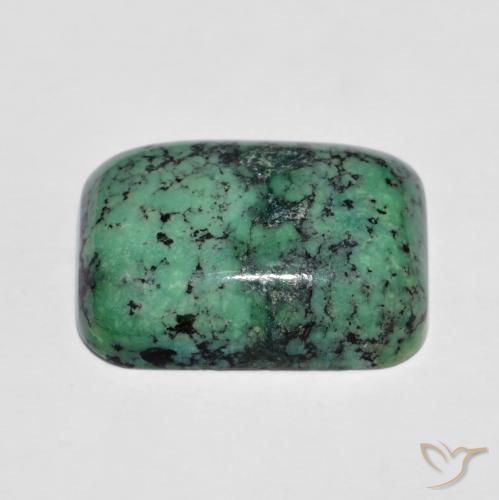 7.83캐럿 천연 애플 그린 터키석, 쿠션 컷, 15.7×11.2 mm, 불투명체