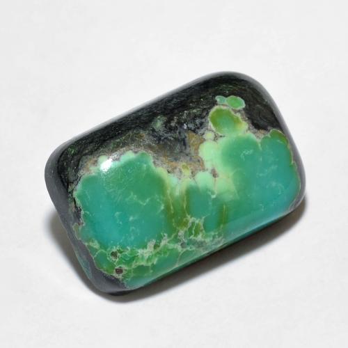 5.93캐럿 천연 멀티컬러 터키석, 쿠션 컷, 15×9.9 mm, 불투명체