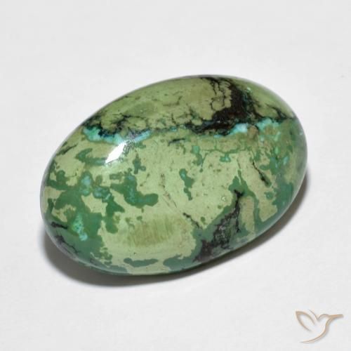 9.73캐럿 천연 애플 그린 터키석, 타원형 컷, 20×13.1 mm, 불투명체