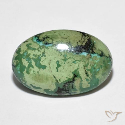 9.73캐럿 천연 애플 그린 터키석, 타원형 컷, 20×13.1 mm, 불투명체