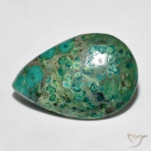 6.76캐럿 천연 중간 청록색 터키석, 배 모양, 21.1×14.1 mm, 불투명체
