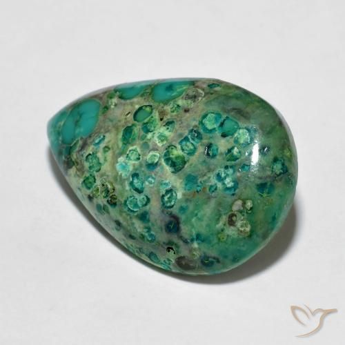 6.76캐럿 천연 중간 청록색 터키석, 배 모양, 21.1×14.1 mm, 불투명체
