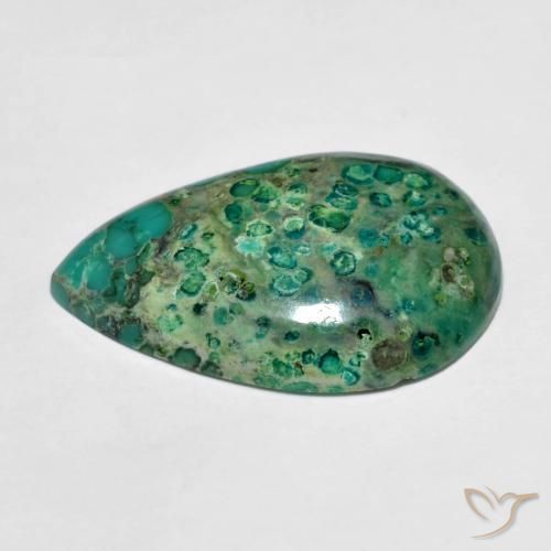 6.76캐럿 천연 중간 청록색 터키석, 배 모양, 21.1×14.1 mm, 불투명체
