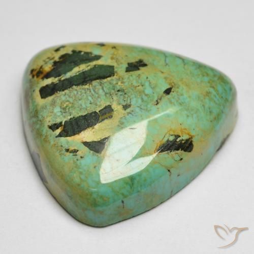 18.87캐럿 천연 옐로우 그린 터키석, 트릴리언, 21.1×20.1 mm, 불투명체