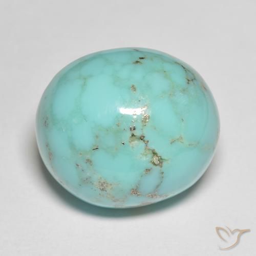 18.73캐럿 천연 부시 그린 터키석, 타원형 컷, 17.1×14.8 mm, 불투명체