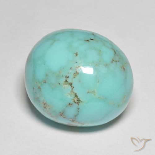 18.73캐럿 천연 부시 그린 터키석, 타원형 컷, 17.1×14.8 mm, 불투명체
