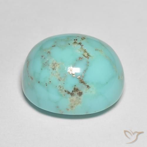 18.73캐럿 천연 부시 그린 터키석, 타원형 컷, 17.1×14.8 mm, 불투명체