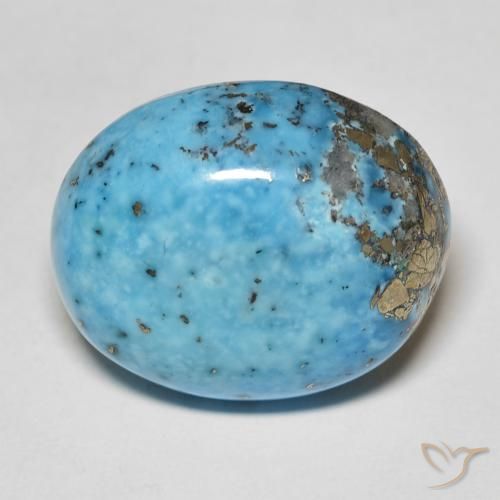 24.31캐럿 천연 틸 터키석, 타원형 컷, 20.3×16.8 mm, 불투명체