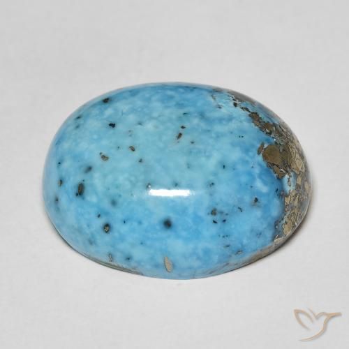 24.31캐럿 천연 틸 터키석, 타원형 컷, 20.3×16.8 mm, 불투명체