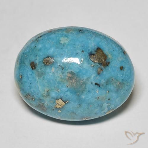 19.84ct 자연스러운 짙은 녹색을 띤 파란색 터키 옥, 타원형, 불투명체