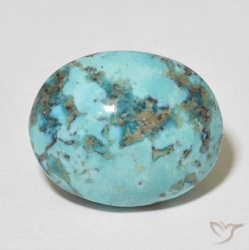 18.22캐럿 천연 밝은 청록색 터키석, 타원형 컷, 18.8×15 mm, 불투명체