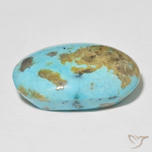 33.51캐럿 천연 밝은 청록색 터키석, 타원형 컷, 27.9×18.7 mm, 불투명체