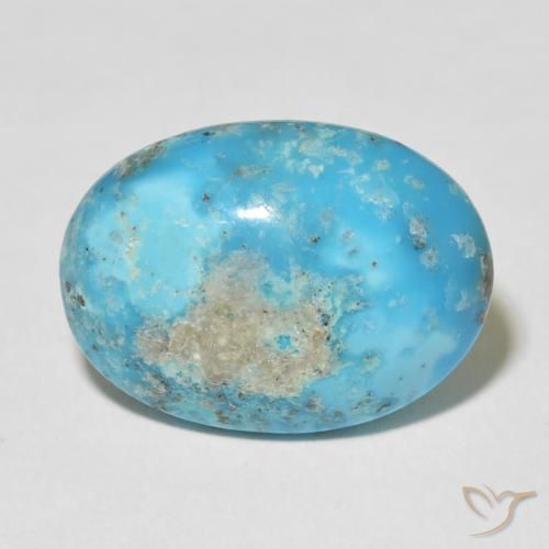 15.69ct 자연스러운 초록빛이 도는 파란색 터키 옥, 타원형, 불투명체