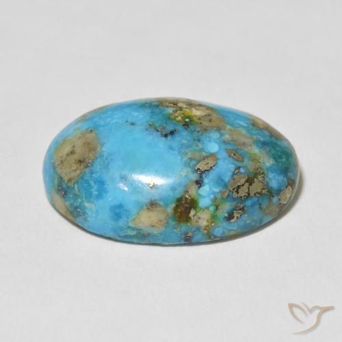 20.10캐럿 천연 밝은 녹색을 띤 파란색 터키석, 타원형 컷, 22×15.9 mm, 불투명체