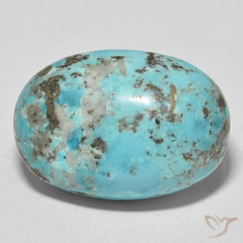 28.75ct 자연스러운 초록빛이 도는 파란색 터키 옥, 타원형, 불투명체