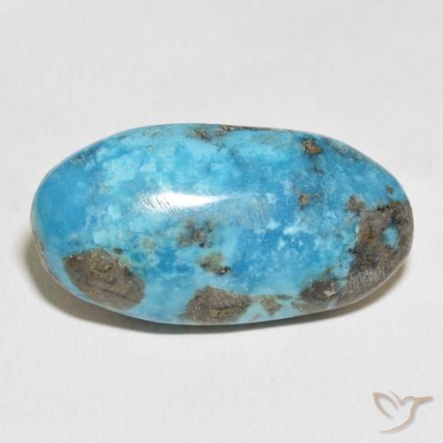 45.91ct 자연스러운 초록빛이 도는 파란색 터키 옥, 타원형, 불투명체