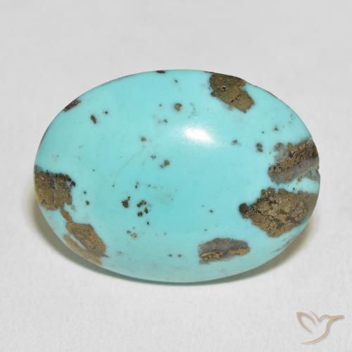 37.13ct 자연스러운 밝은 청록색 터키 옥, 타원형, 불투명체