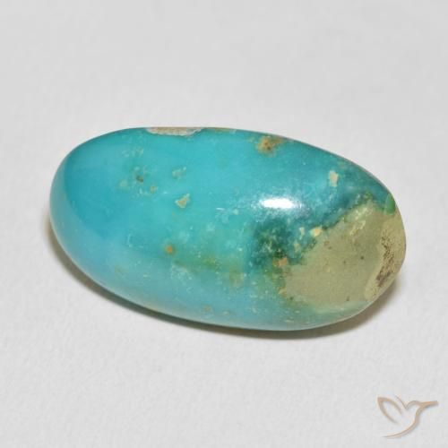 27.56캐럿 천연 그린 블루 터키 옥, 타원형 컷, 불투명체