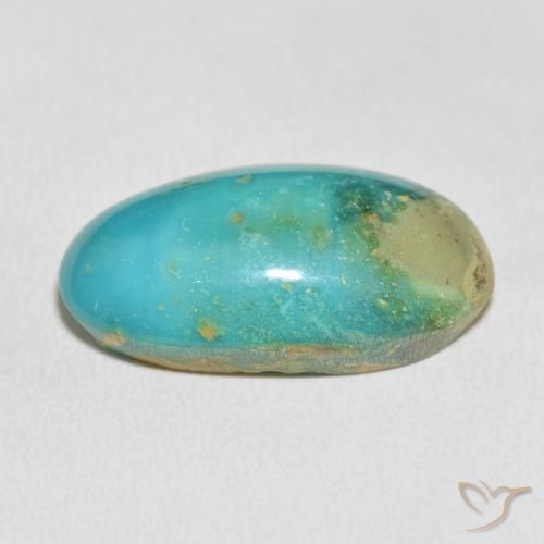 27.56캐럿 천연 그린 블루 터키 옥, 타원형 컷, 불투명체