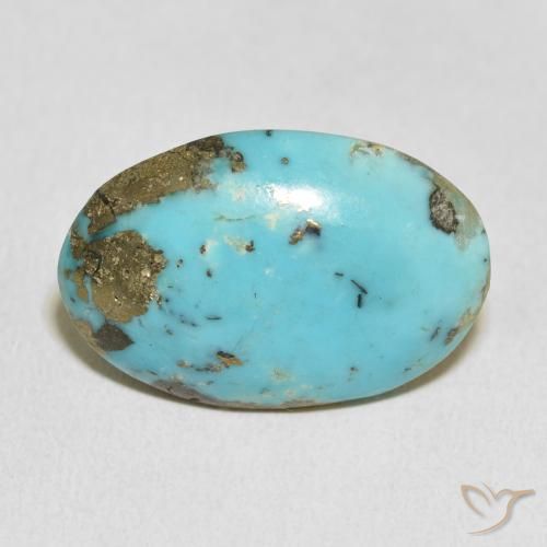21.83ct 자연스러운 초록빛이 도는 파란색 터키 옥, 타원형, 불투명체