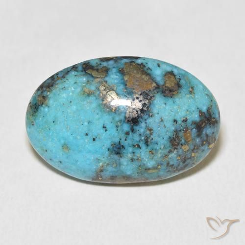 26.98ct 자연스러운 미디엄 그린 블루 터키 옥, 타원형, 불투명체