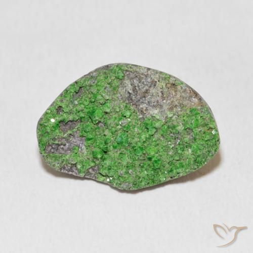 10.37ct 자연스러운 일렉트릭 그린 우바로바이트 가넷 드루시, 팬시한, 불투명체