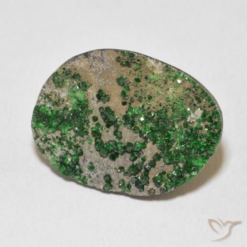 16.55캐럿 천연 Deep Earthy Green 우바로바이트 가넷 드루시, 팬시한, 불투명체
