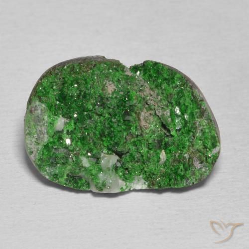 11.04ct 자연스러운 파인 그린 우바로바이트 가넷 드루시, 팬시한, 불투명체