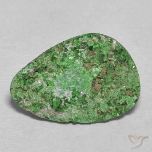 10.92ct 자연스러운 딥그린 우바로바이트 가넷 드루시, 팬시한, 불투명체