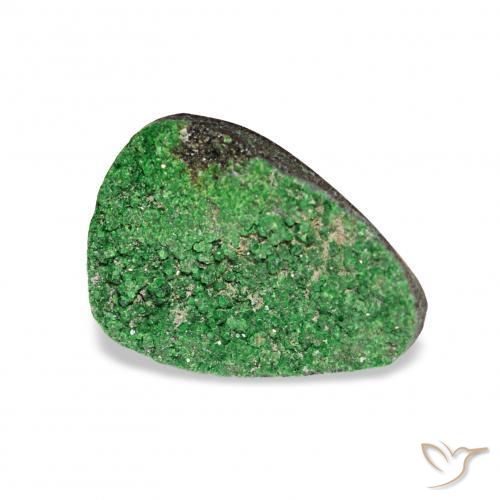 4.86캐럿 천연 짙은 녹색 우바로바이트 가넷 드루시, 일조, 불투명체