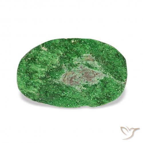 5.69ct Deep Earthy Green 우바로바이트 가넷 드루시, 타원형, 불투명체