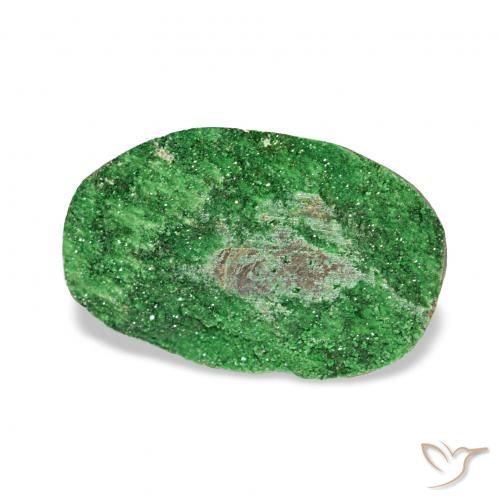 5.69캐럿 천연 Deep Earthy Green 우바로바이트 가넷 드루시, 타원형, 불투명체