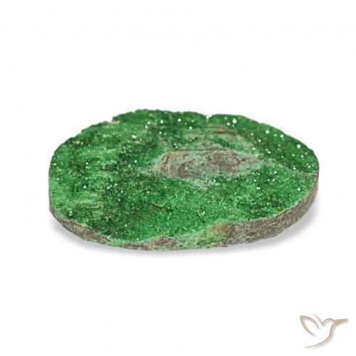5.69캐럿 천연 Deep Earthy Green 우바로바이트 가넷 드루시, 타원형, 불투명체