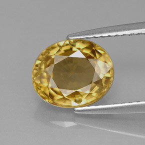 3.95캐럿 천연 골든 옐로우 지르콘, 타원형 컷, 9.2×7.6 mm, VS