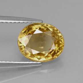 3.95캐럿 천연 골든 옐로우 지르콘, 타원형 컷, 9.2×7.6 mm, VS