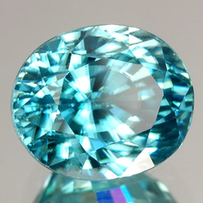 3.54캐럿 천연 블루 지르콘, 타원형 컷, 8.2×6.9 mm, VVS