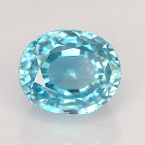 2.99캐럿 천연 블루 지르콘, 타원형 컷, 7.7×6.4 mm, VVS