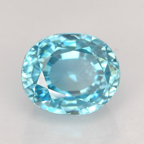 2.99캐럿 천연 블루 지르콘, 타원형 컷, 7.7×6.4 mm, VVS
